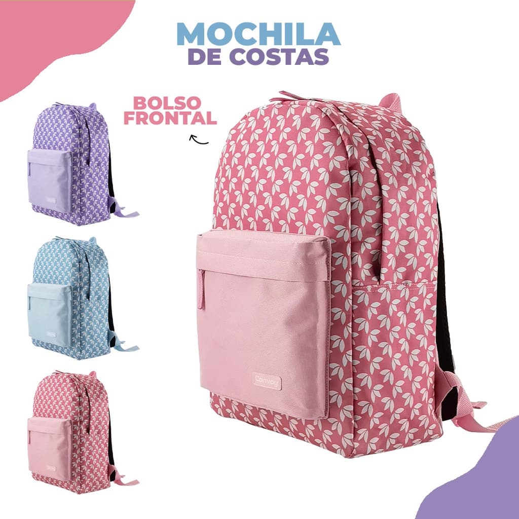 Mochila de Costas Florida Convoy Flores Floral Juvenil Teen Escolar Passeio Bolso Externo