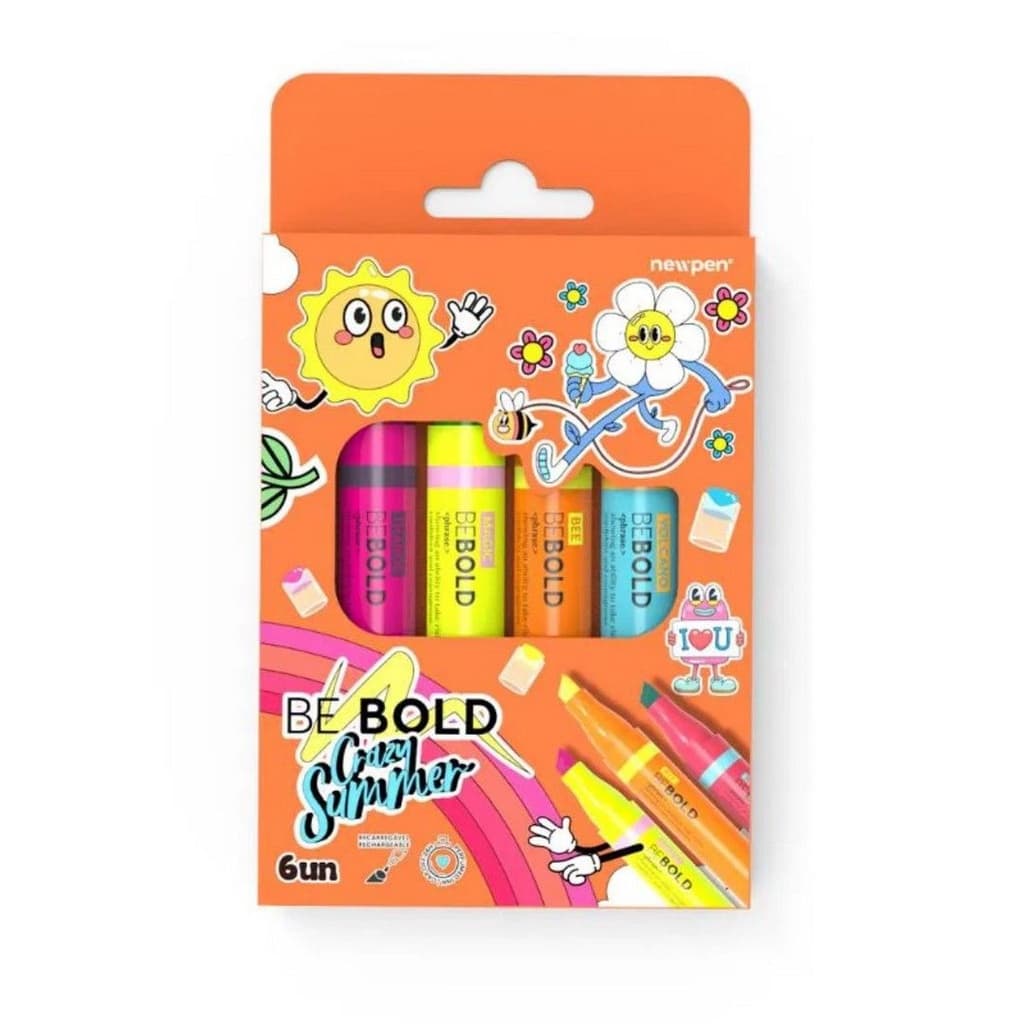Kit de Marca-Textos Newpen – Linha Be Bold Crazy Summer (6 Unidades)