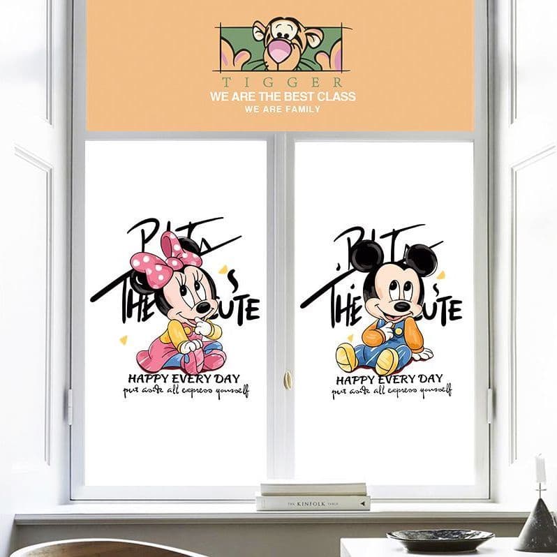 Autocolante de vidro para janela de vidro Mickey Mouse Donald Duck Privacy-Proof Static Glue-Free Frosted Glass Film Transparente Opaco Janela de banheiro axian168.my24.1.7