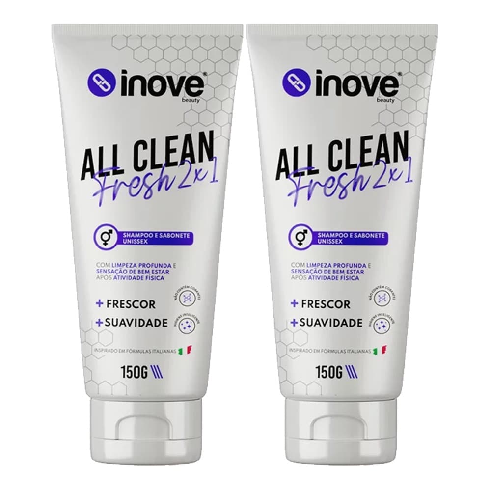 Kit 02 Shampoo E Sabonete Corporal All Clean Inove Beauty 150g