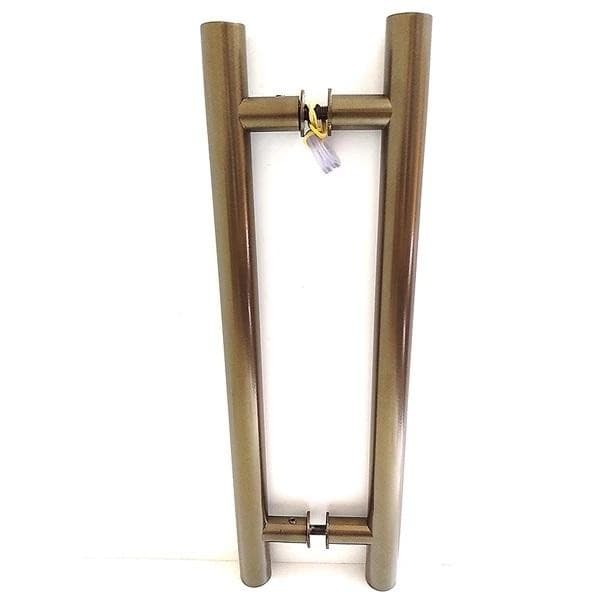 Puxador Bronze 1002 (Mais Claro) 30cm (20cm Entre Furos) Tubular Redondo Porta Vidro Madeira Portão