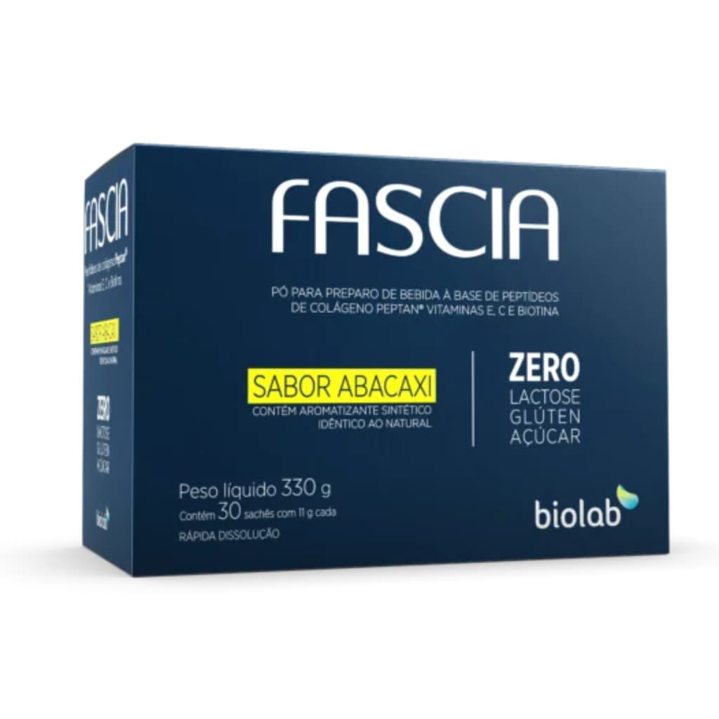 Fascia 330g Sabor Abacaxi - 30 Sachês De 11g Cada Biolab