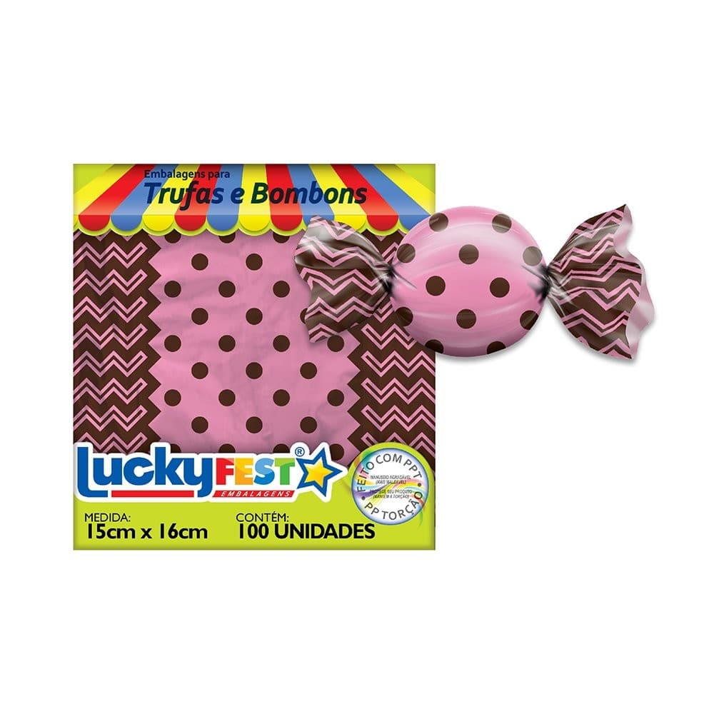 Embalagem Para Trufa Lucky Fest Poá-2 - Rosa