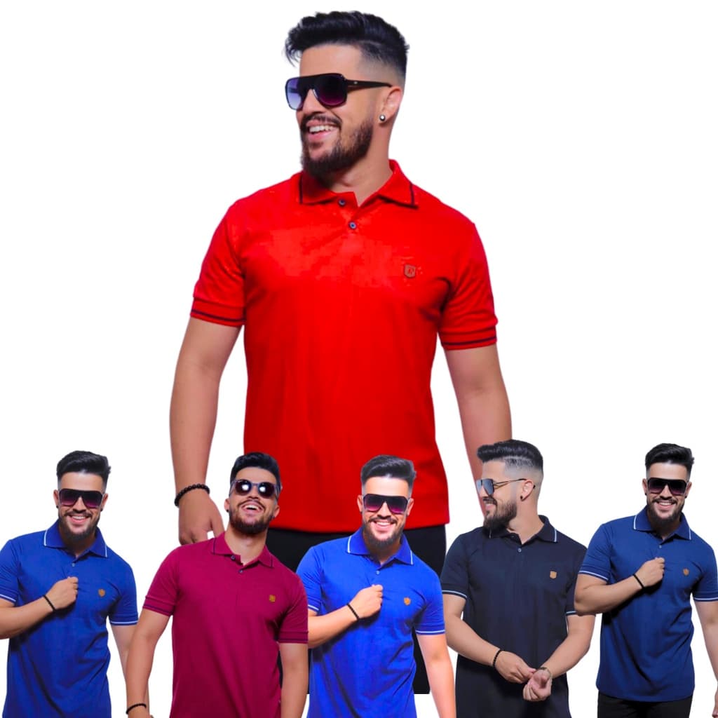 Kit com 06 Camisas Gola Polo Tecido Fio 30.1 100% Algodão