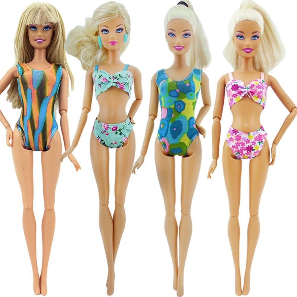 Kit com 2 Conjuntos de Biquínis / Maiô Moda Praia para Bonecas - Sheilinha