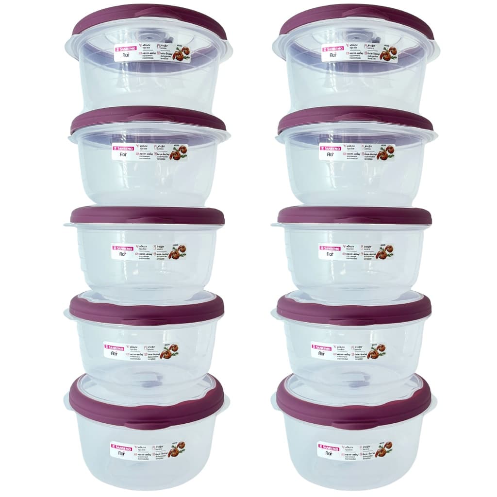 Kit 10 Potes Plástico Empilhaveis com Válvula Micro Ondas Marmita Sanremo Resistente
