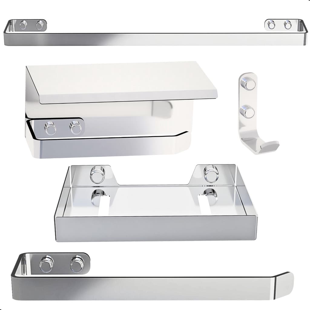 Kit De Acessórios Para Banheiro Inox e Cromado 5 Itens Maxx
