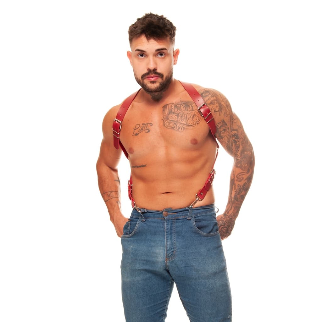 Arreio Harness Tipo Suspensório Vermelho