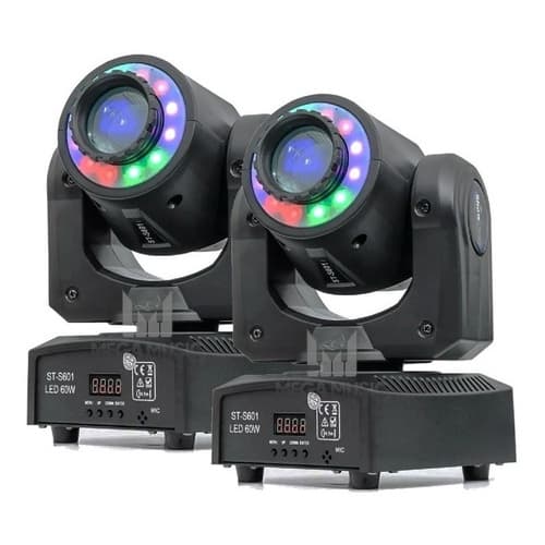 2 Moving Head Spot Led 60w 8 Cores + 8 Desenhos + Fita Led