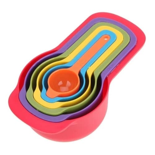 Kit Medidor De Cozinha com 6 Peças Colheres Coloridas Receitas