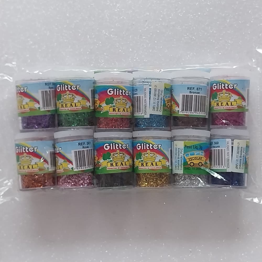 Kit Glitter Colorido 12 Cores
