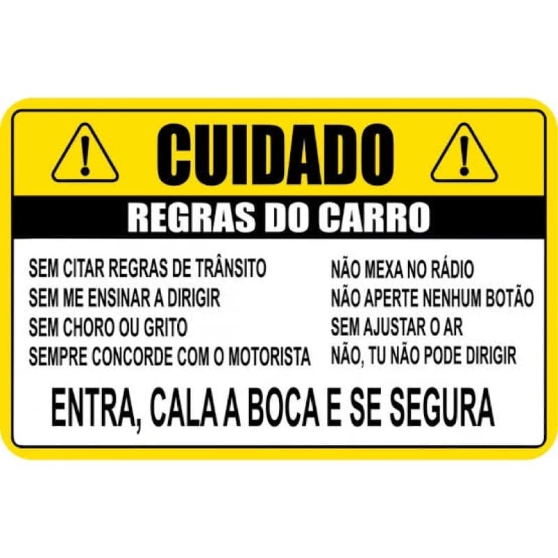 ADESIVO REGRAS DO CARRO 12CM