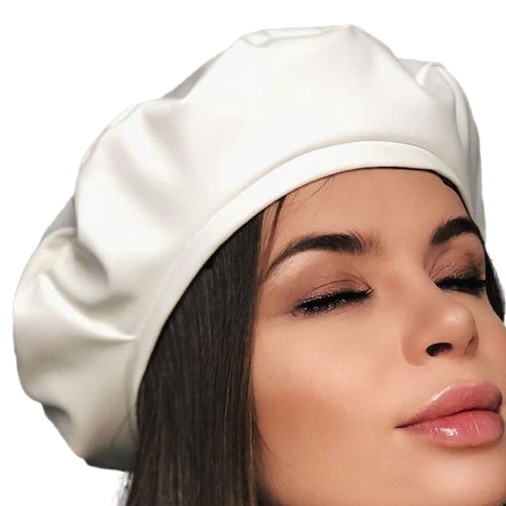 Boina Redonda Feminina Francesa Couro Pu Moda Luxo Ajuste