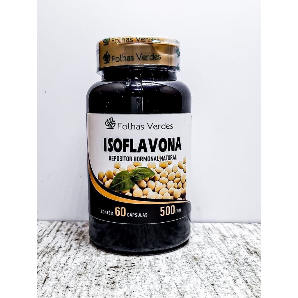 Isoflavone 60 Cápsulas 500mg – Equilíbrio Hormonal Feminino e Bem-Estar | Folhas Verdes