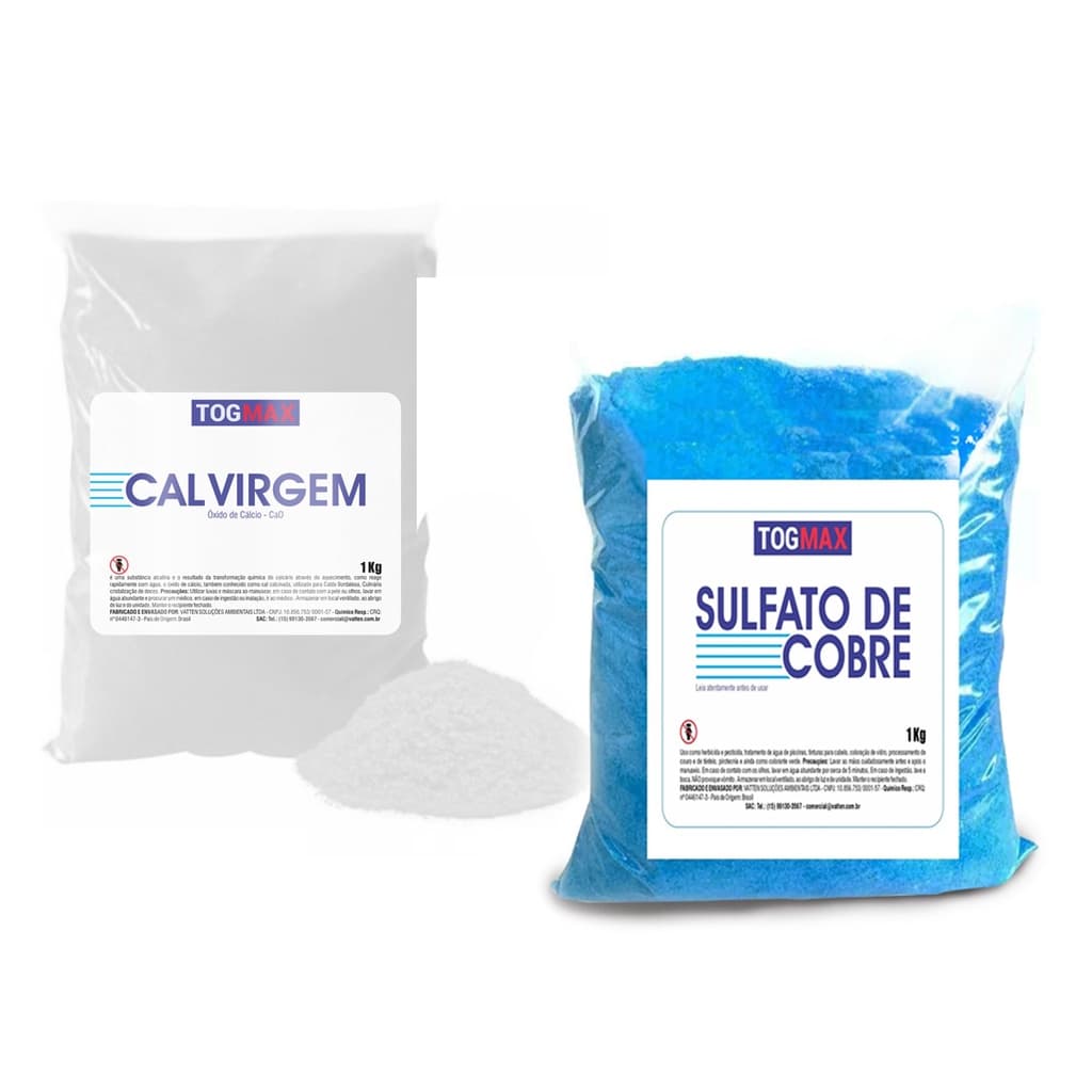 Sulfato de Cobre 1kg + Cal Virgem 1kg P/ Calda Bordalesa