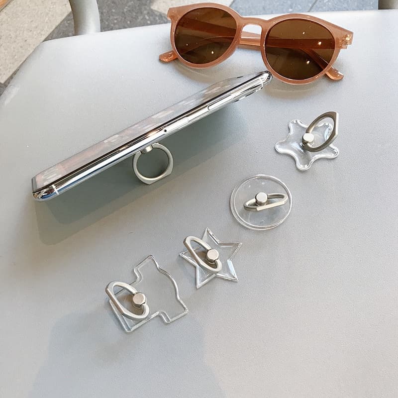 Suporte De Anel De Telefone Transparente Com Fivela metal Para Celular