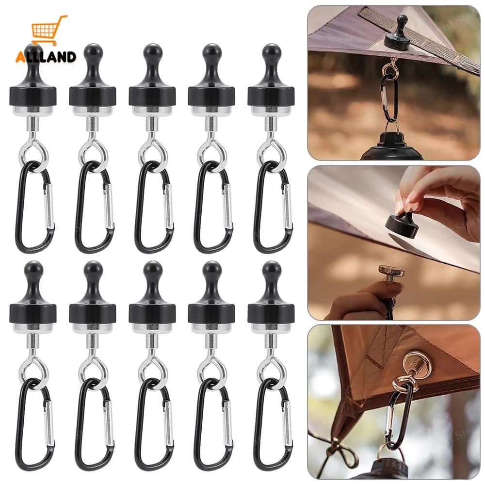 Gancho Magnético Multifuncional Para Camping, Separável, Ideal Para Tendas E Toldos, Com Clip mosquetão