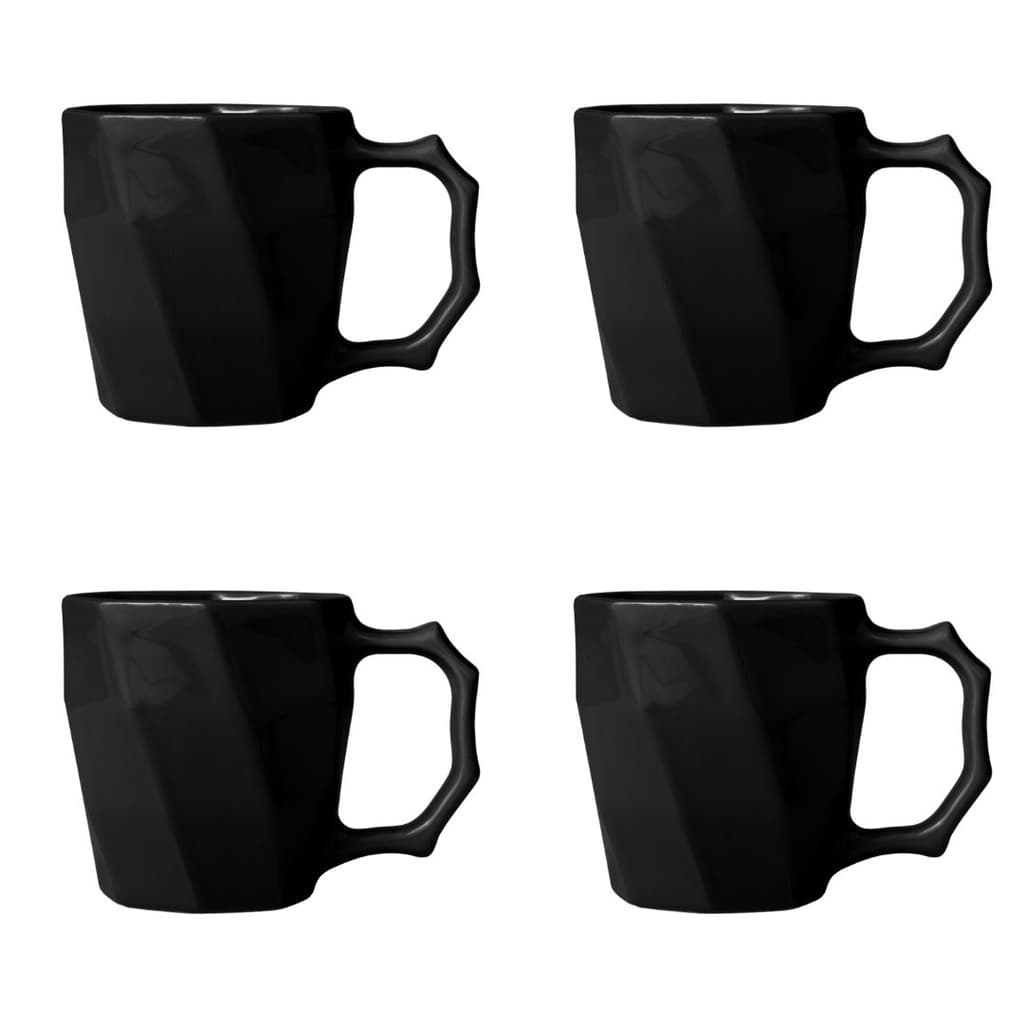 Jogo de Canecas Cerâmicas 4 peças Louça Café da Manha Leite Chá Kits Cores Variadas