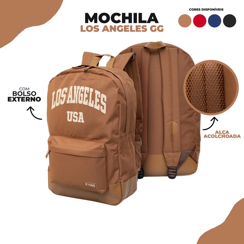Mochila de Costas Escolar Los Angeles Juvenil Bolso Na Frente
