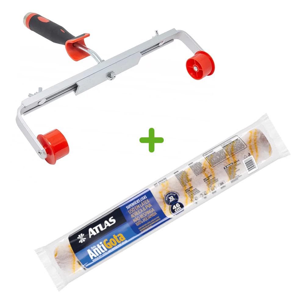 Kit Rolo Antigotas Big 46cm + Garfo Duplo Profissional - Kit Pintura - Pintura Profissional - pintor - pincel