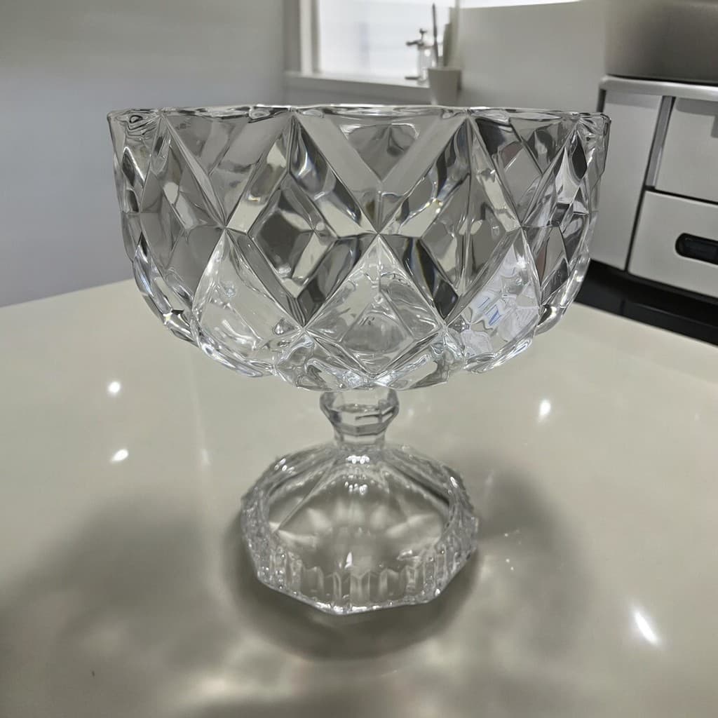 Baleiro Bomboniere Com Pé Deli Diamond Cristal Lyor 18x18cm Para Frutas Doces Arranjos Decoração