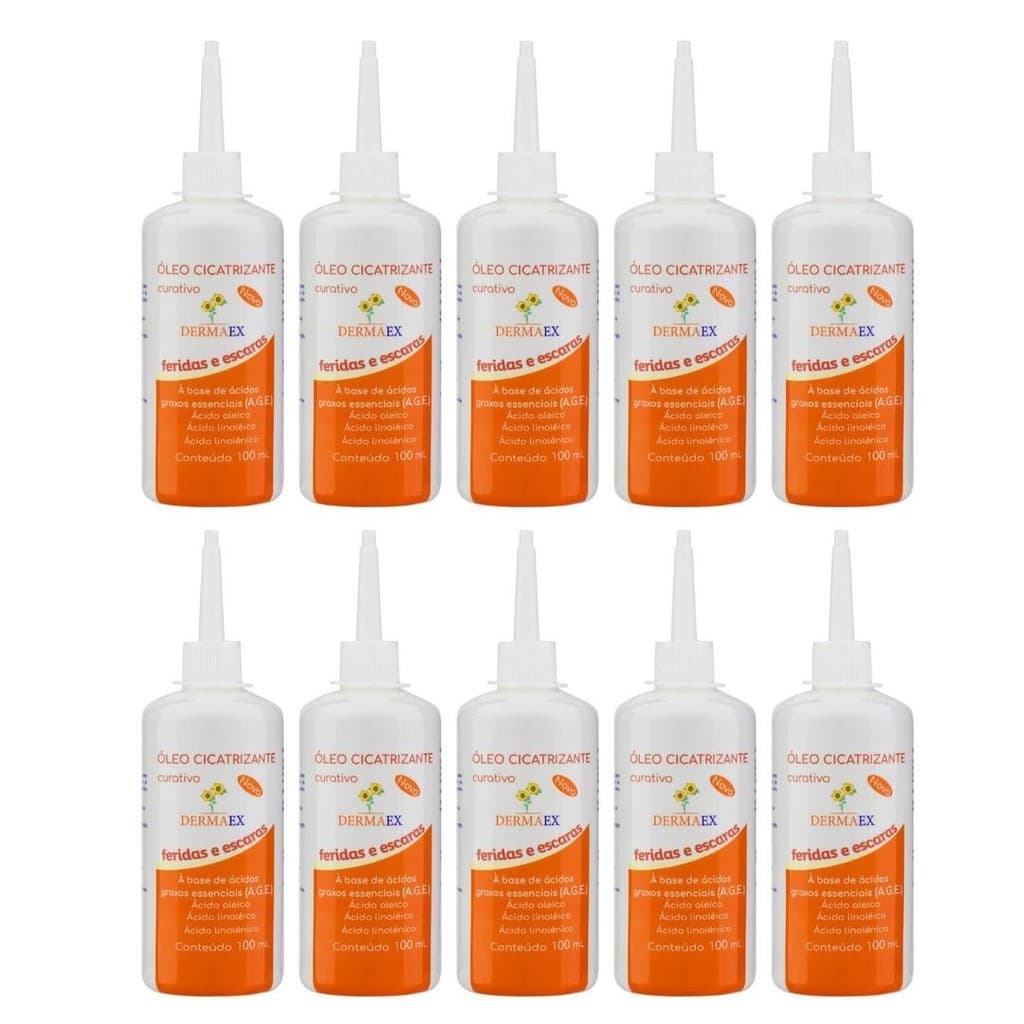 Kit c/ 10 Óleo De Girassol Dermaex 100ml Óleo Cicatrizante