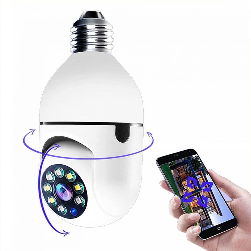 Câmera Espiã Visão Noturna Panorâmica Rotativa 360 Wifi Sensor acompanha Movimento