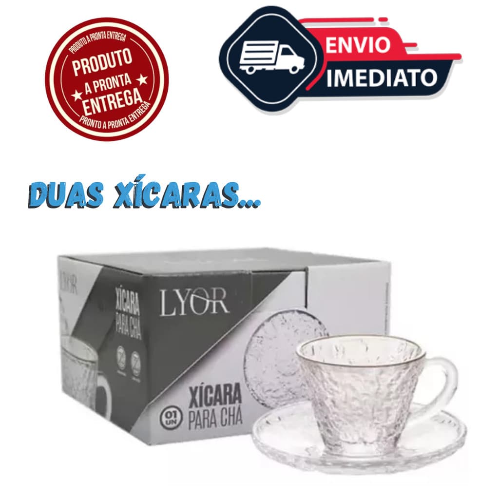 Jogo com 2 Xícaras de Chá em Cristal com Pires 180ml – Elegância e Sofisticação para Café e Chá!