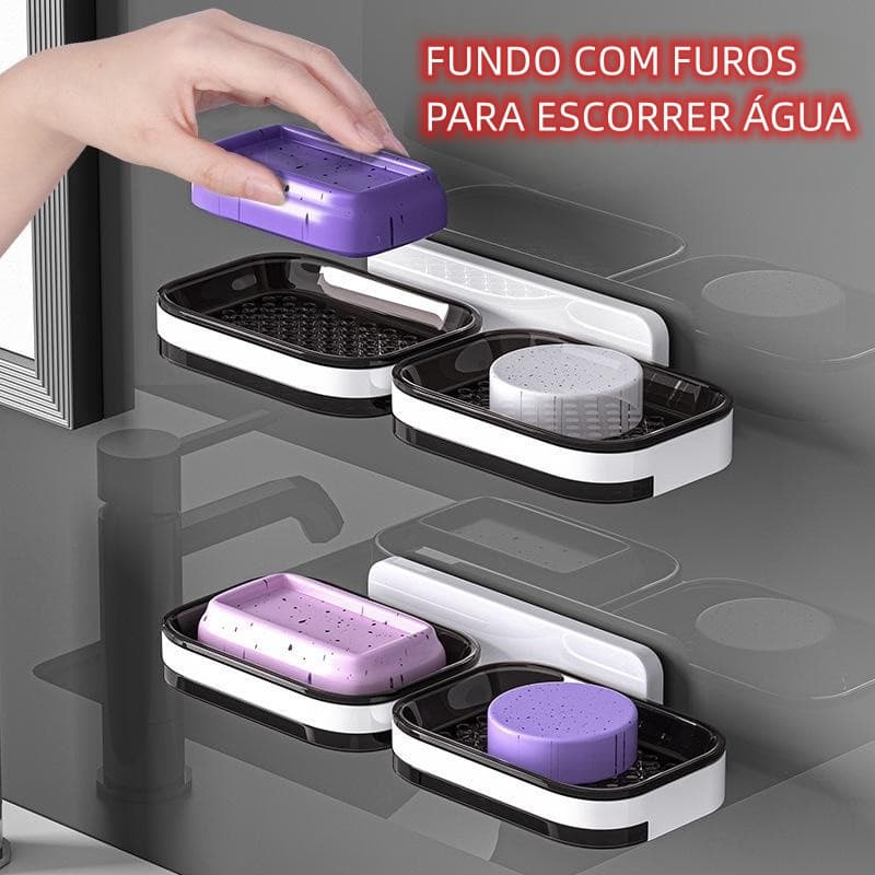 Saboneteira 2 Camada Caixa De Sabão Para Banheiro Com Suporte Favourite