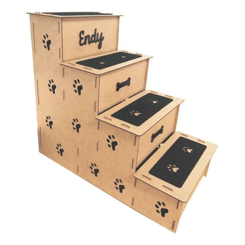 Escada/rampa Pet Mdf 4 Degr 60cm Personalizada C/nome Do Pet