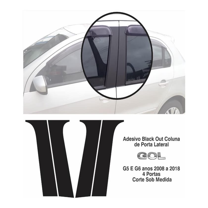 Adesivo Blackout Preto Fosco Para Coluna Gol G5 E G6