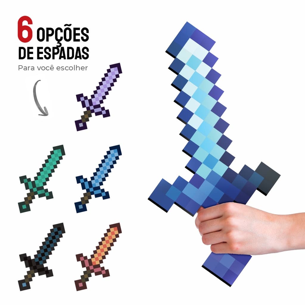 Opções de Espada Pixel Brinquedo Mdf 30cm