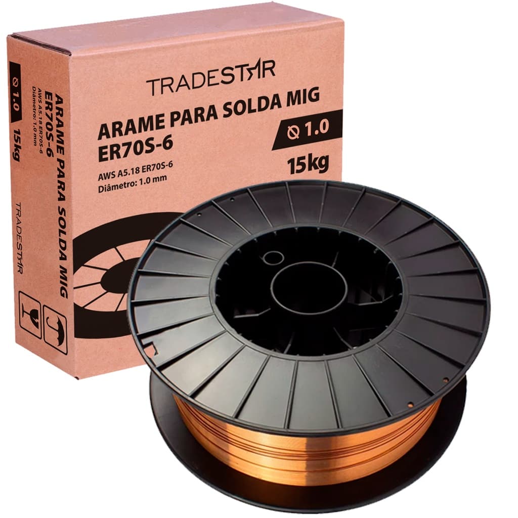 Arame P/ Solda Mig Com Gás 1,0mm Rolo 15 Kg Er70s-6 Tradestar