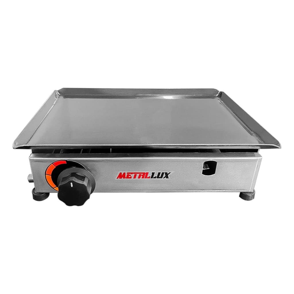 Chapa de Lanche Pequena Porção Hambúrguer Inox 24x35 à Gás