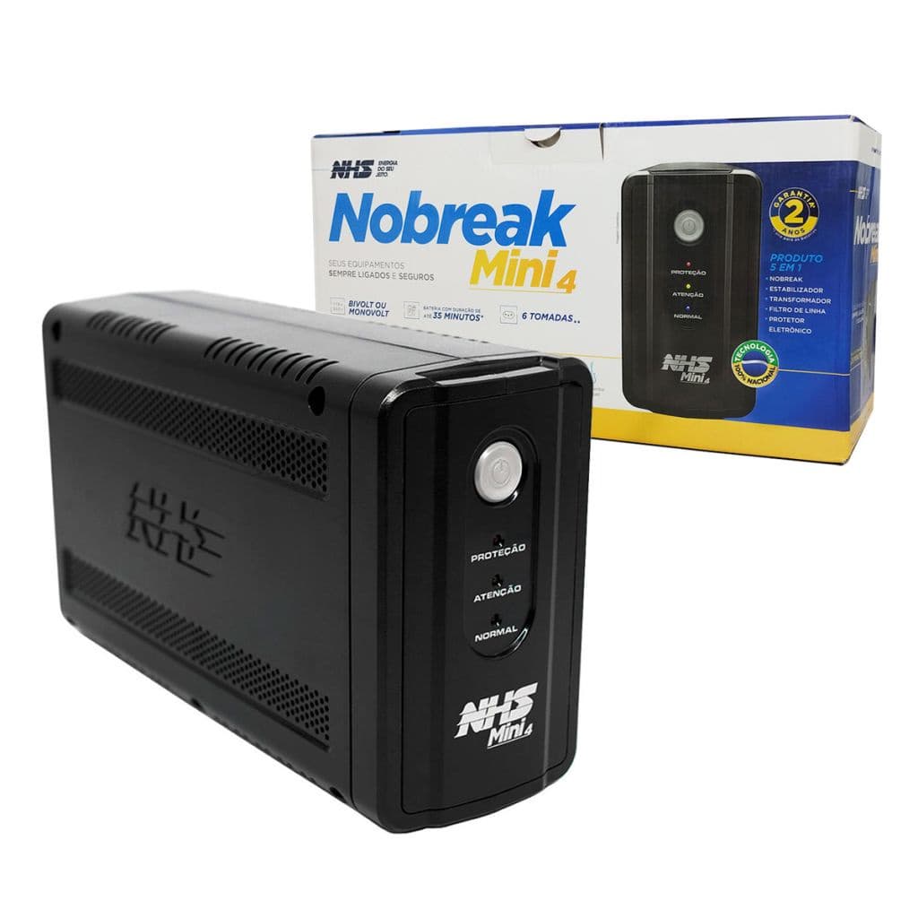 Nobreak 800VA NHS Mini 4, Entrada Bivolt, Saída 120V, 6 Tomadas, Bateria 1x 7Ah/12V - 90.B1.008100