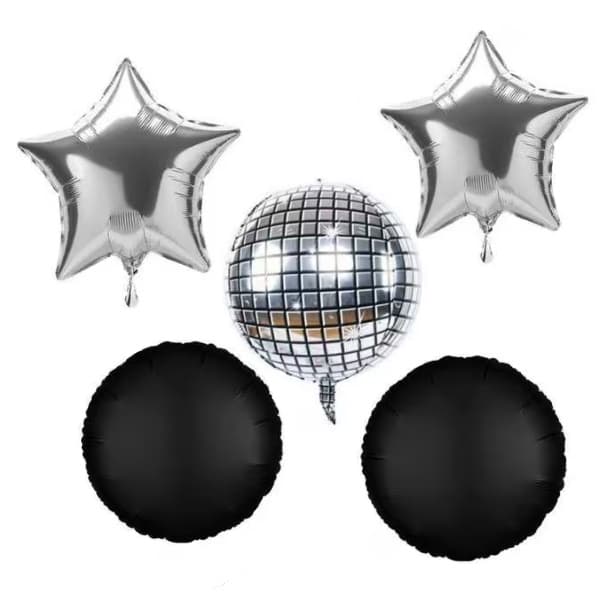 Kit 5 Peças Buque ESPELHADO Balada DISCOTECA Balões Bexiga Estrela