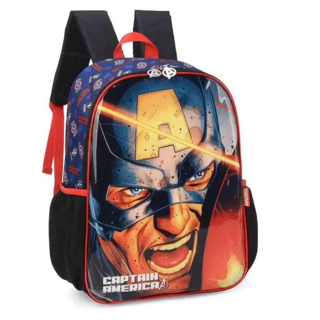 Mochila Costa Infantil Avengers Rosto Capitao America Luxcel