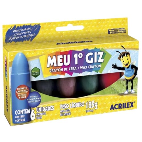 Giz de Cera 6 Cores - Acrilex Meu Primeiro Giz