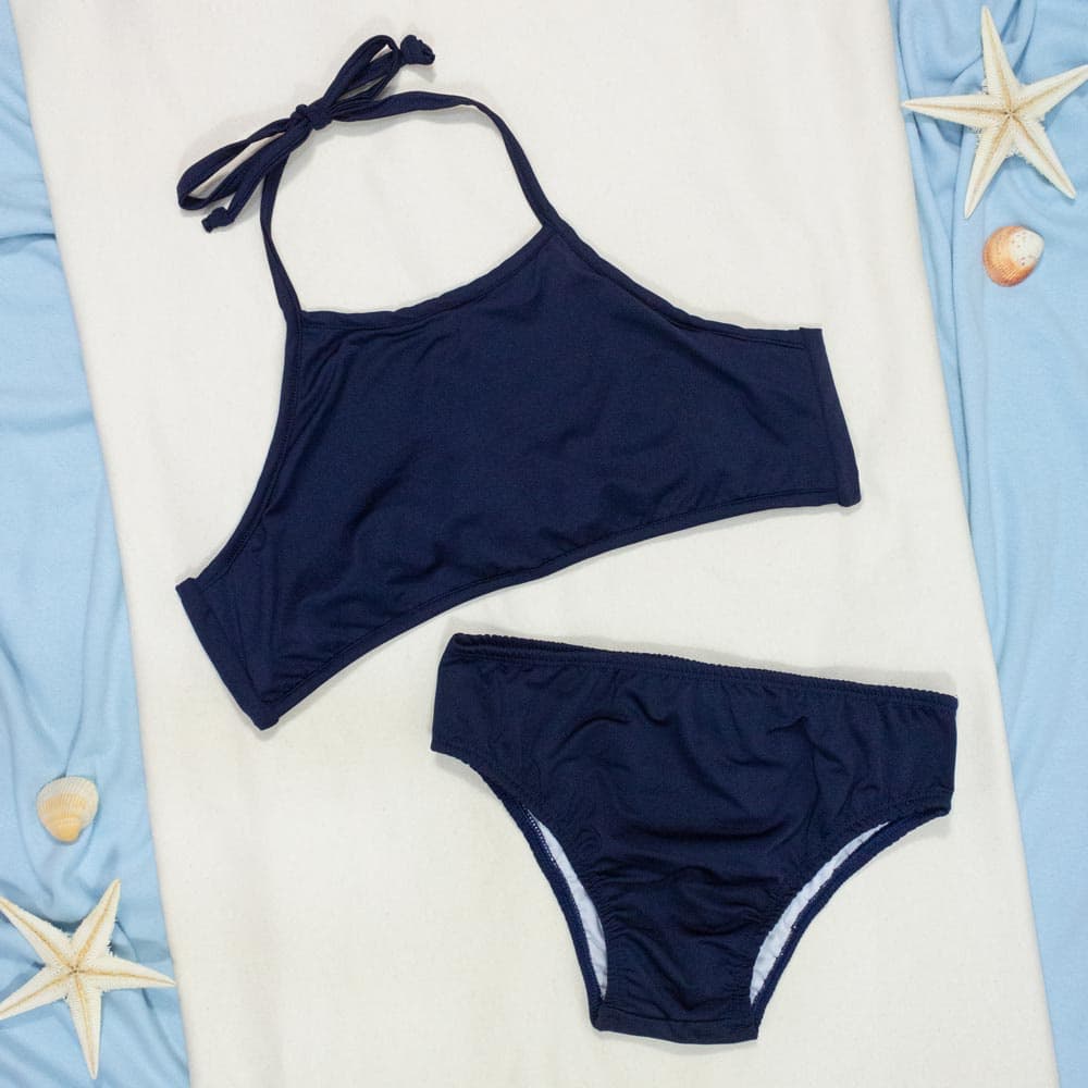 Biquíni Infantil Básico Azul Marinho Encanto das Ondas 1 ao 4