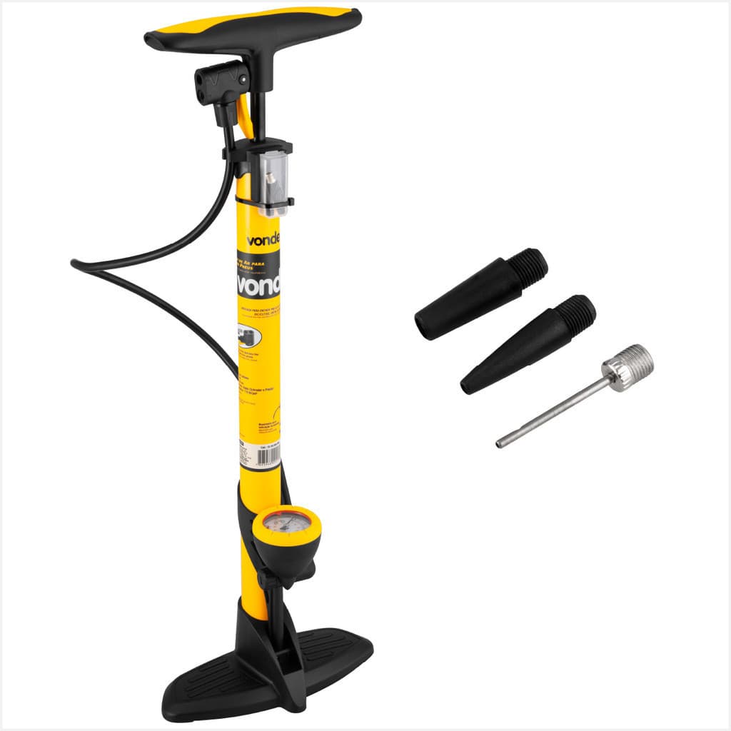 Bomba de ar para encher pneus de bicicleta, bola, bike, carro, moto, com alavanca  com Bico - Vonder