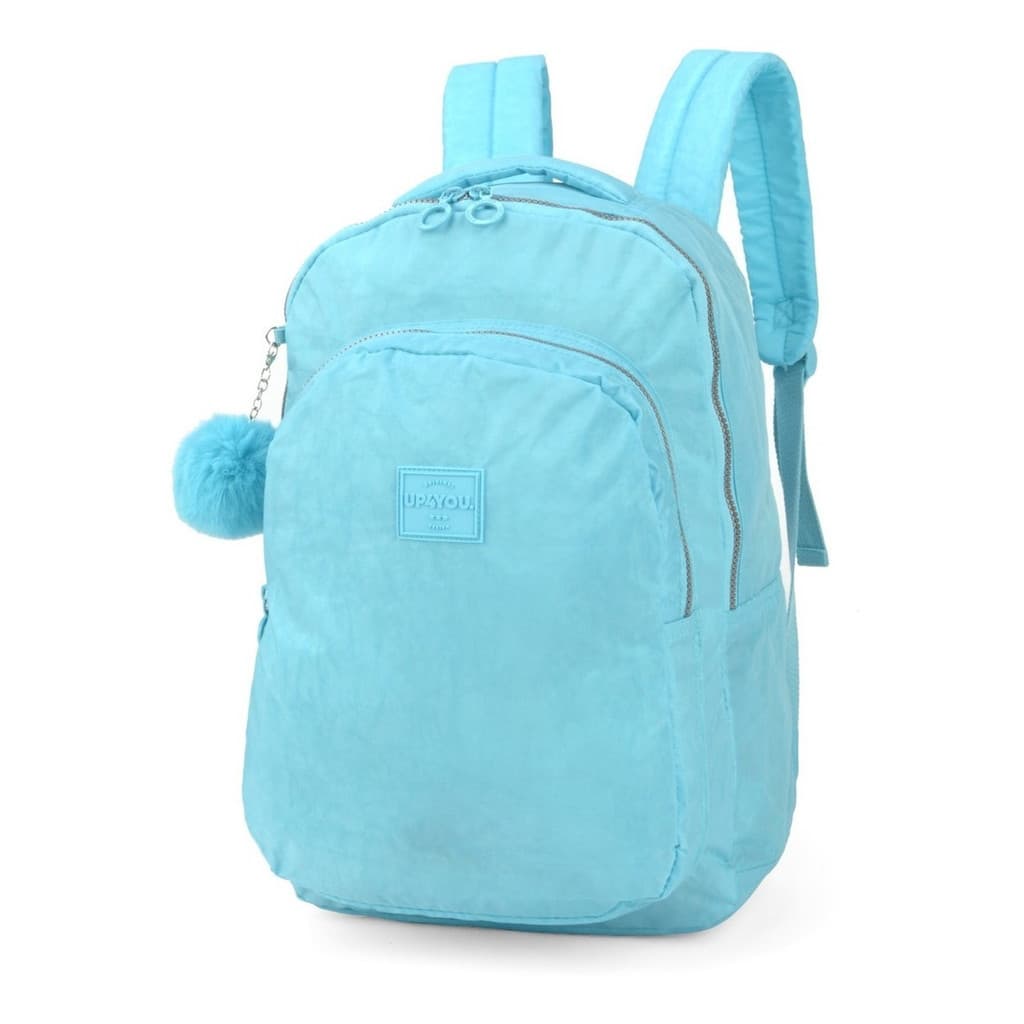 Mochila De Costas Tactel Pompom Up4you Turquesa