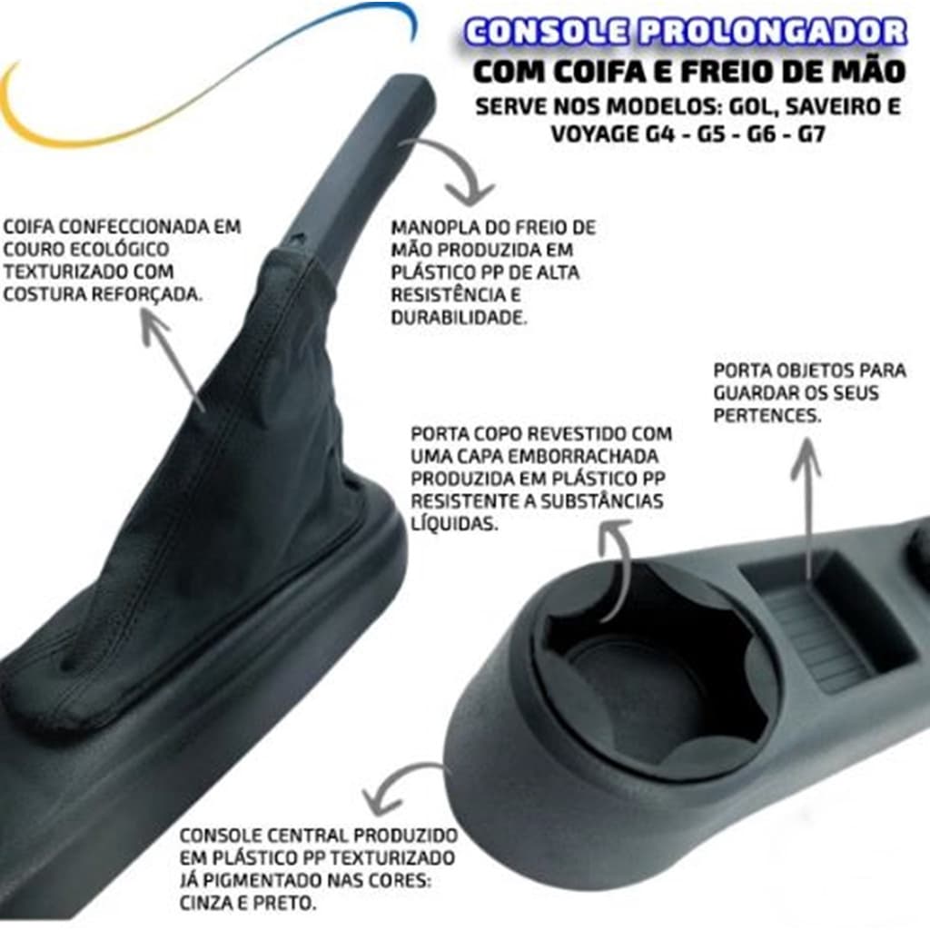 Prolongador ORIGINAL Console Vw Gol Voyage Saveiro Parati G4 G5 G6 com OU sem Coifa Freio Mão