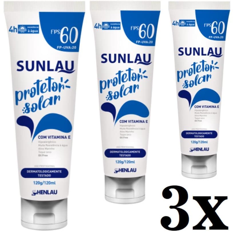 Kit com 3 Protetores Solar Fator 60 com Vitamina E 120ml - Henlau