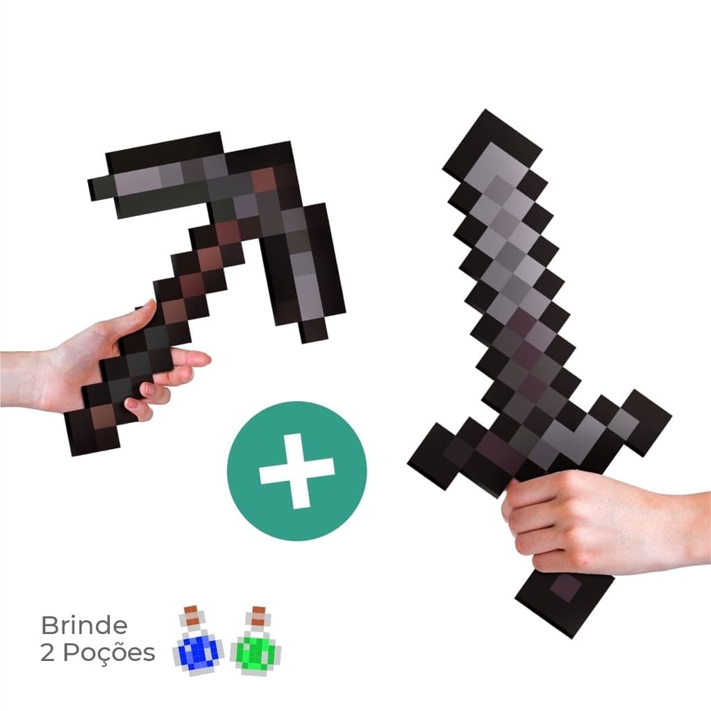 Peças Pixel NETHERINE - Espada, Picareta, Machado, Arco