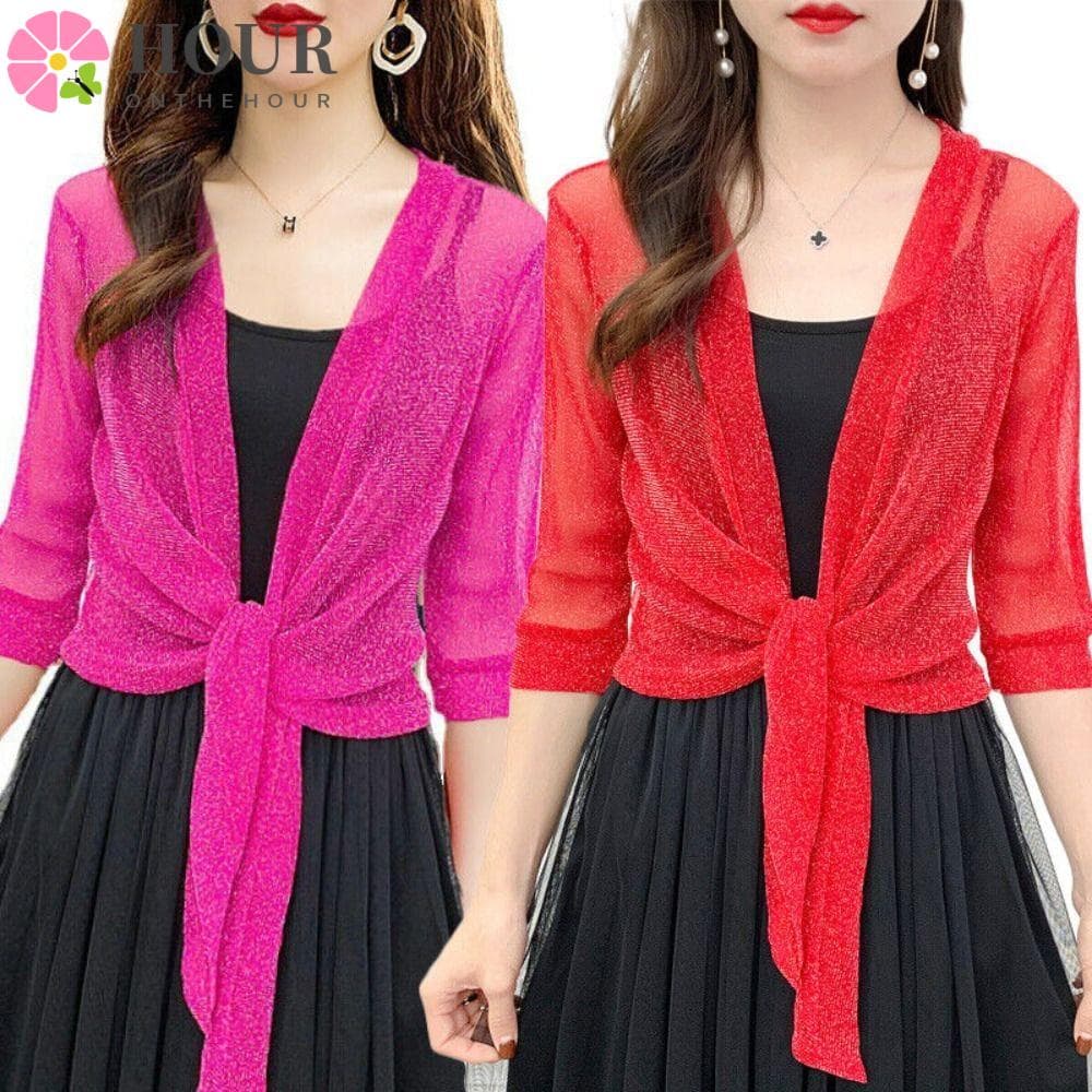 HOUR Women's Cardigan , Camisa De Ar Condicionado De Poliéster One Size , Tulle Short Womens