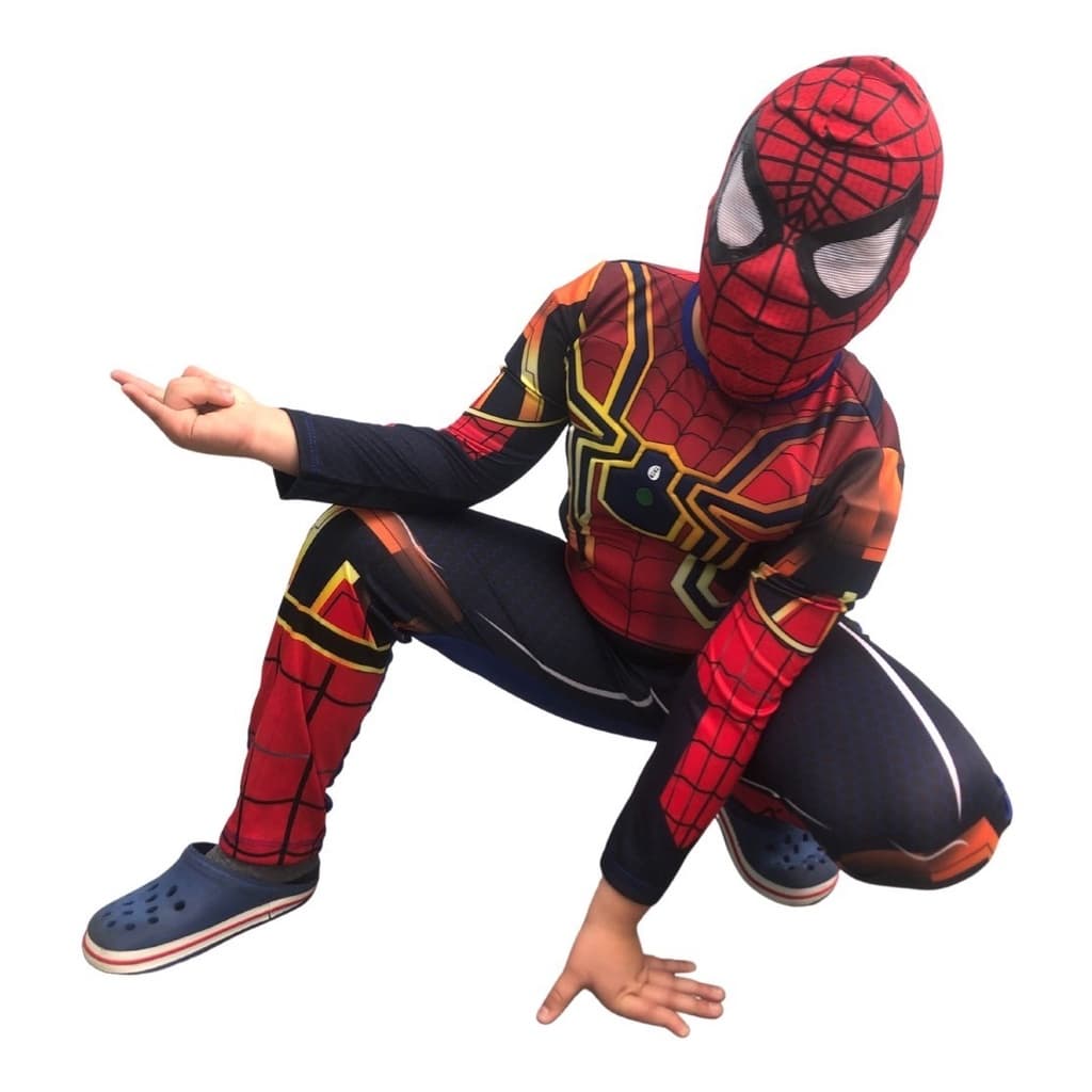 Roupa Infantil Fantasia Dourado Longa Com Enchimento Homem-aranha