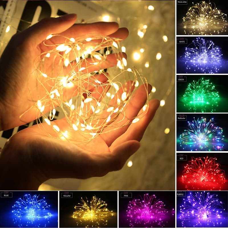 5M50Led Fio De Cobre Luzes De Fada Leds A Bateria Iluminação De Natal Para Decorações Presentes Festa De Casamento