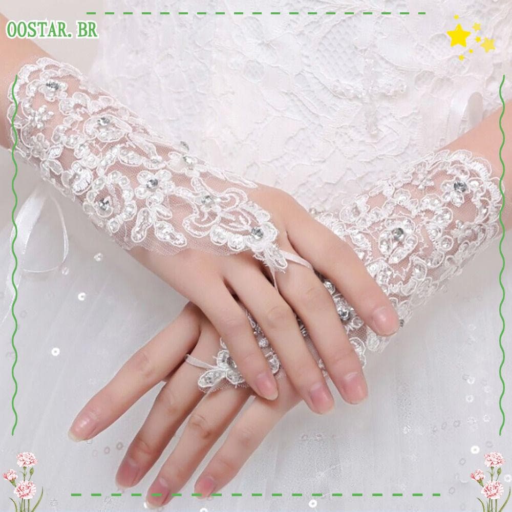 OOSTAR Princesa Luvas De Casamento Flor Menina Presentes De Aniversário Luva Cetim Lantejoulas Dedo Cheio