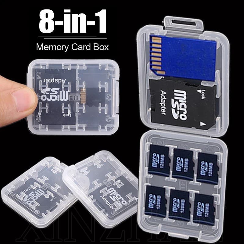 Caixa Protetora Para Cartão De Memória 8 Em 1 Micro SD/Portátil Anti-Choque De Viagem/Mini SDHC TF MS Porta-Cartões/SIM Plástico Transparente
