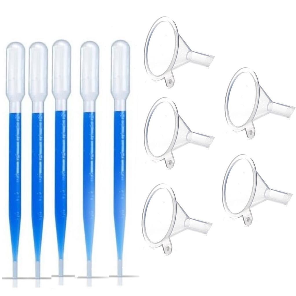 kit 05 Mini funil plastico e 05 Pipeta pasteur 3 mL